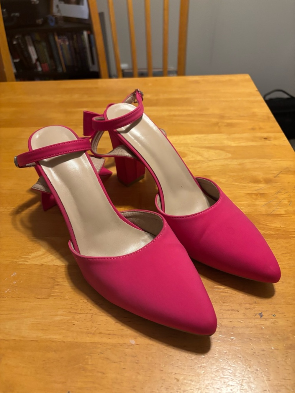 Pink Heels With Bows (US size 9, EU size 42)